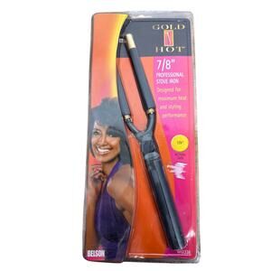 Gold 'N Hot Stove Iron 7/8" Professional Hair Styling Curls Belson Steel Barrel